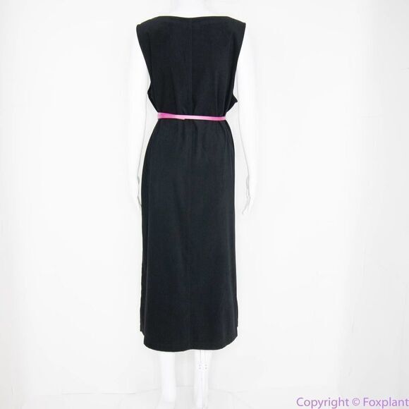 Talbots black sleeveless pockets maxi dress with button detail side slits, PL - Picture 9 of 16